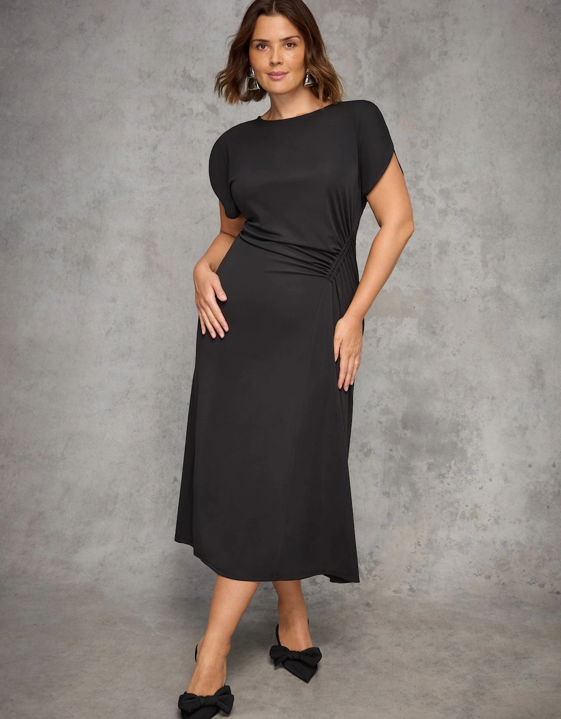 Black Draped Side Maxi Dress