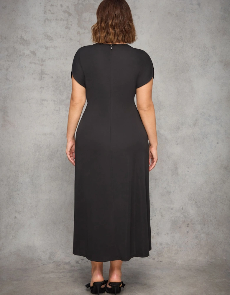 Black Draped Side Maxi Dress