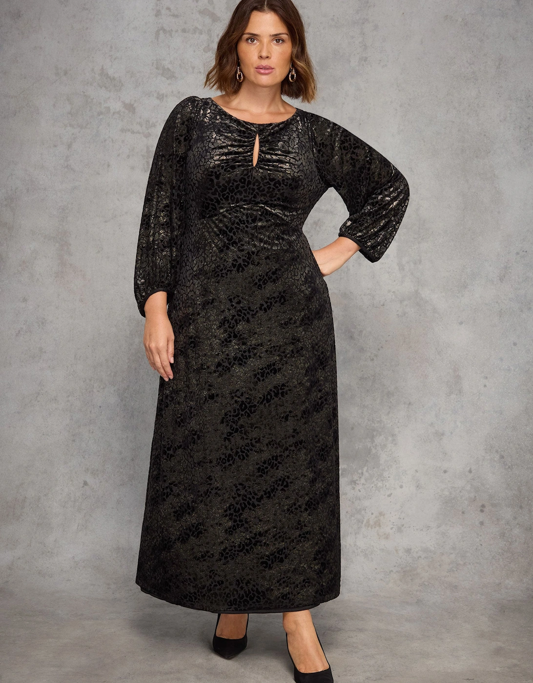 Gold Animal Velvet Burnout Jersey Maxi Dress, 5 of 4