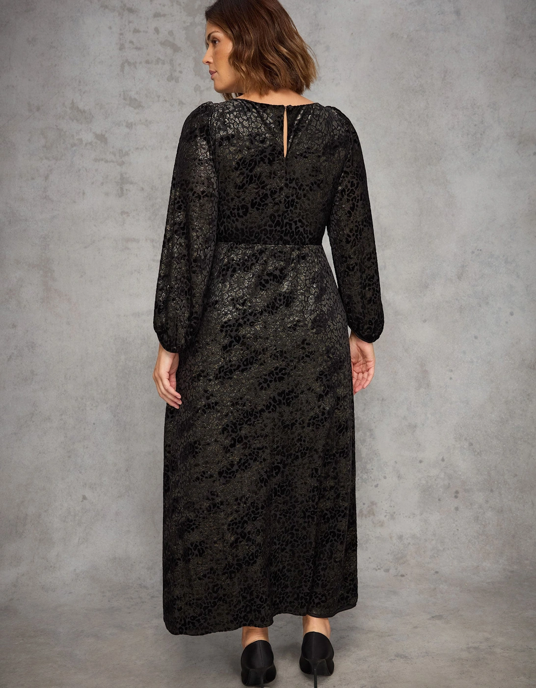 Gold Animal Velvet Burnout Jersey Maxi Dress