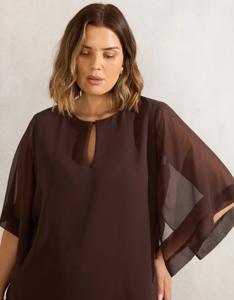 Chocolate Keyhole Overlay Blouse