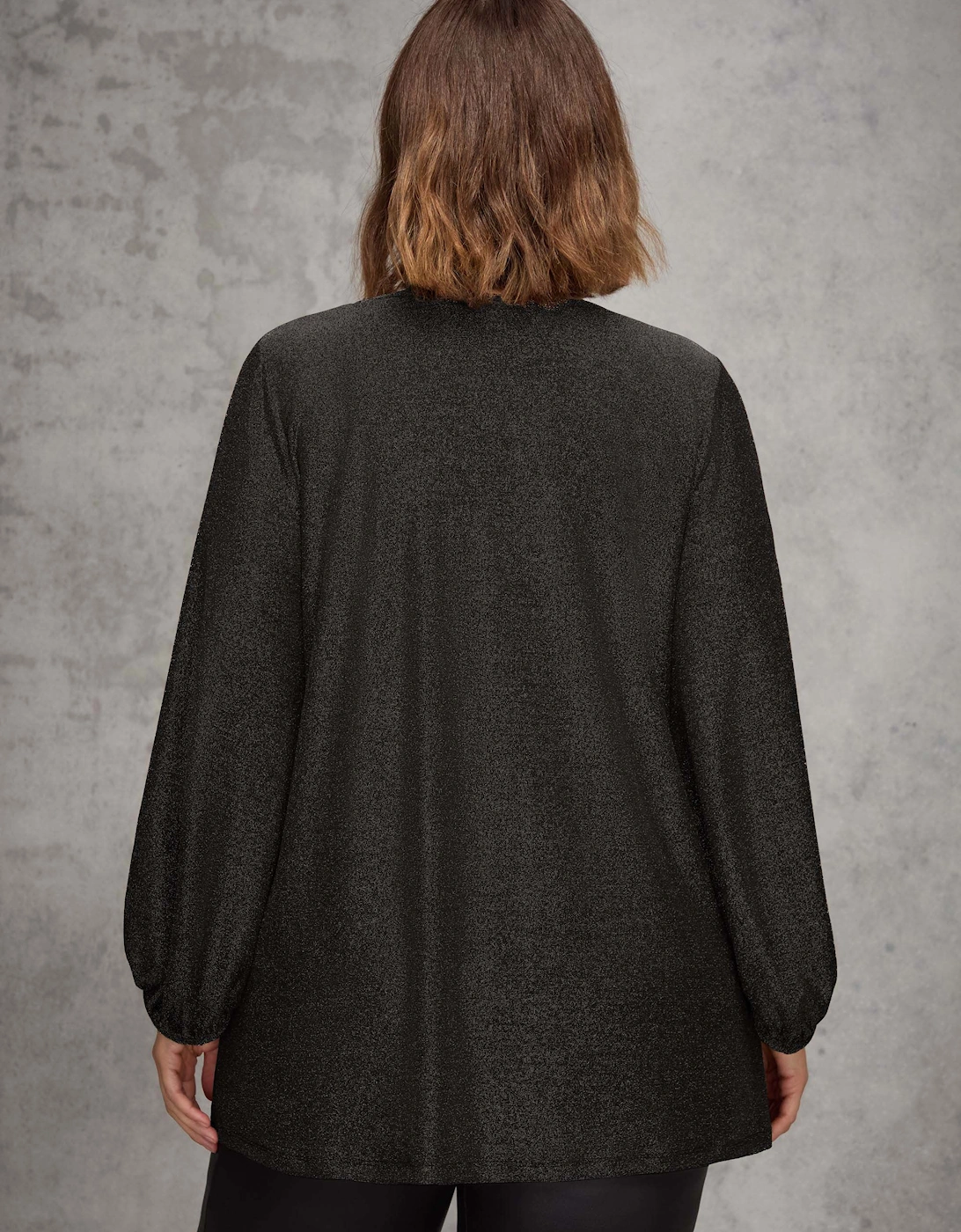 Petite Black Sparkle V neck Jersey Tunic