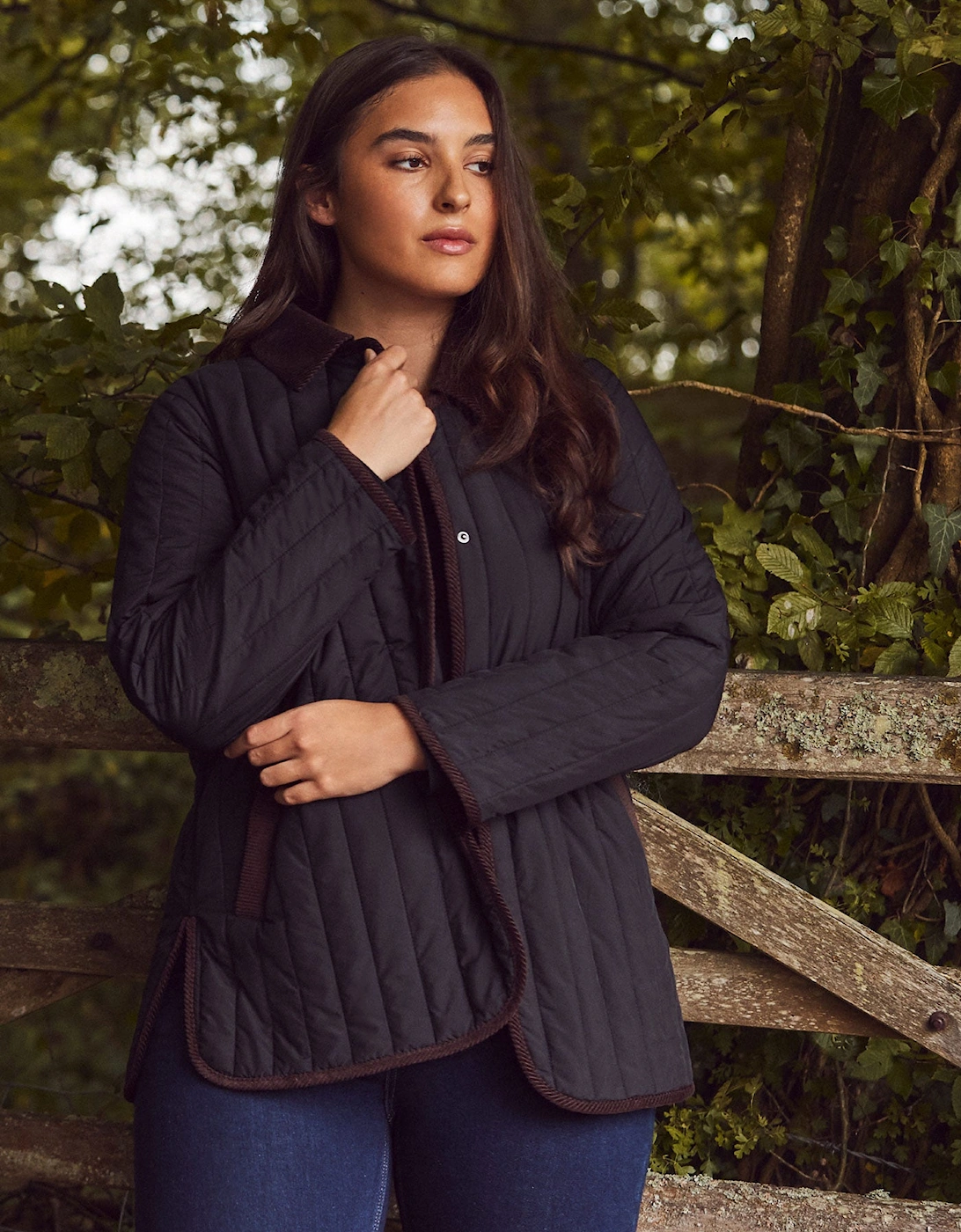 Black Quilted Jacket with Cord Detailing
