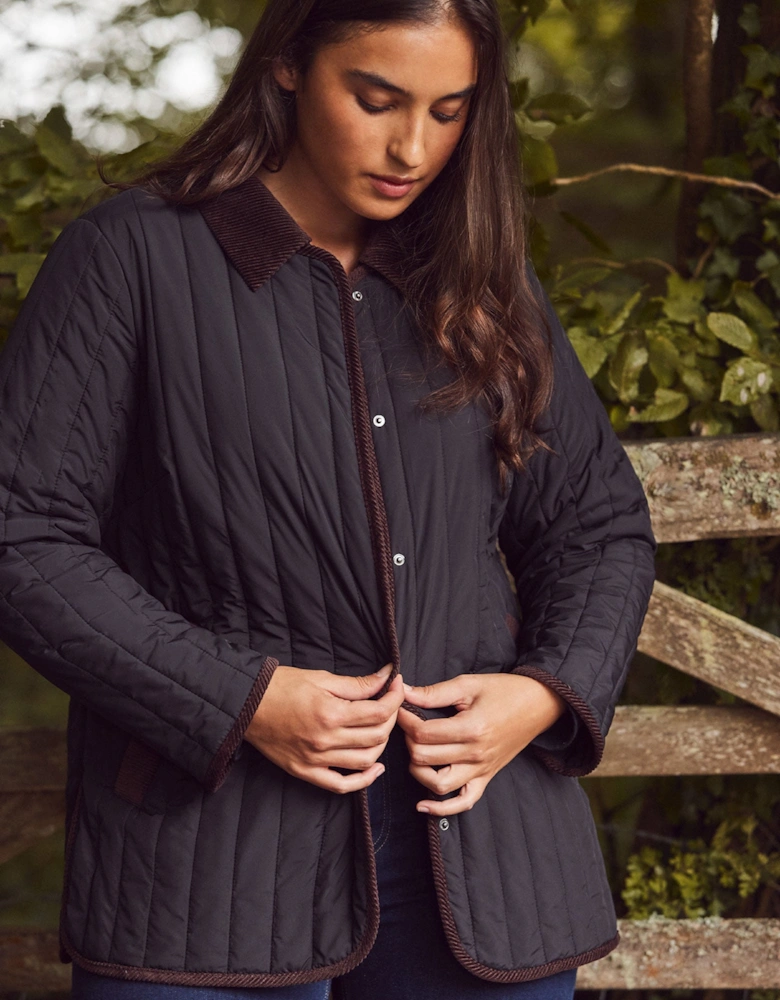 Black Quilted Jacket with Cord Detailing