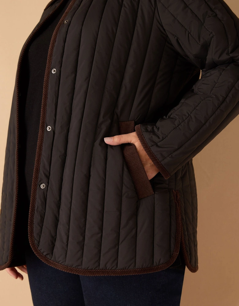 Black Quilted Jacket with Cord Detailing