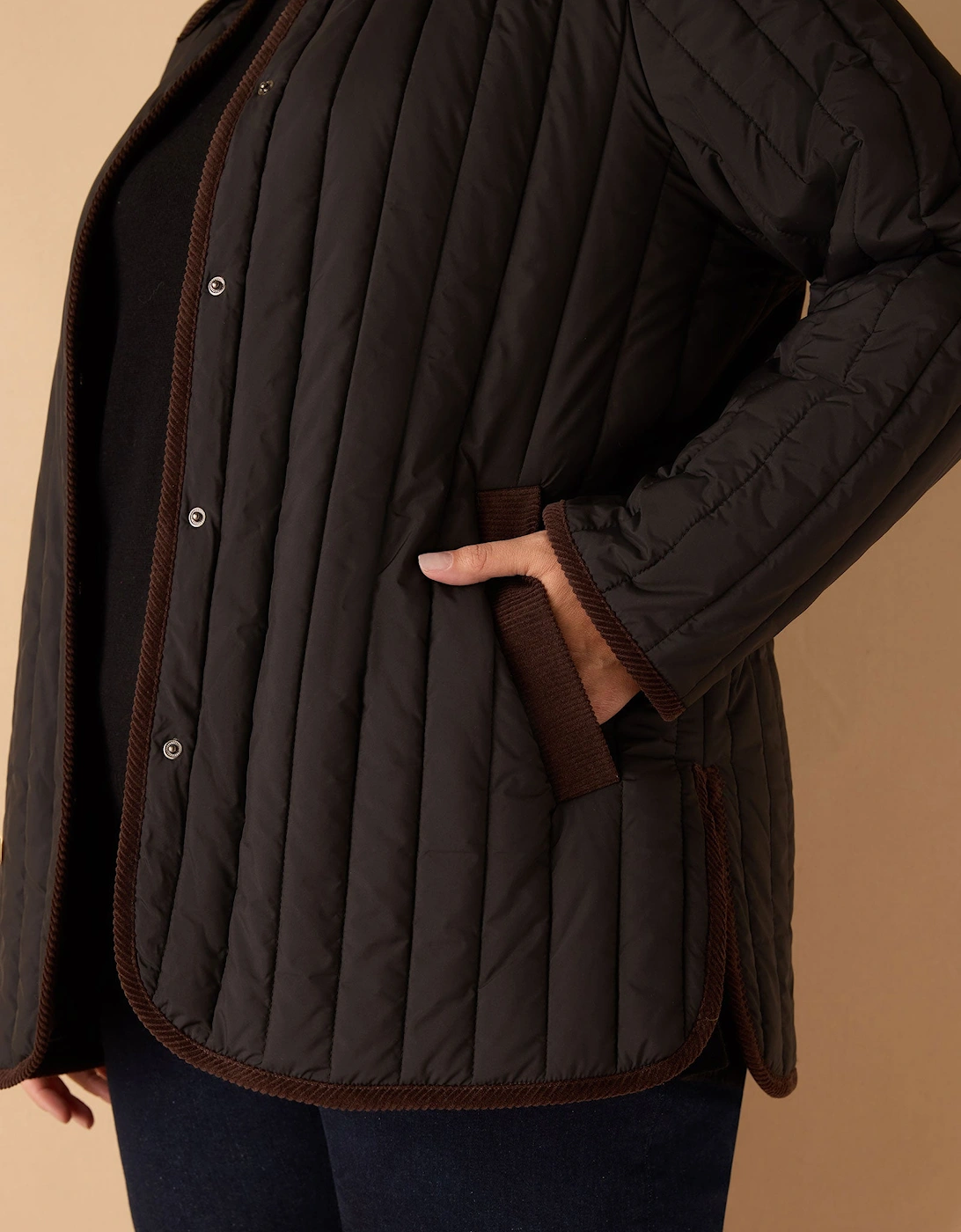 Black Quilted Jacket with Cord Detailing