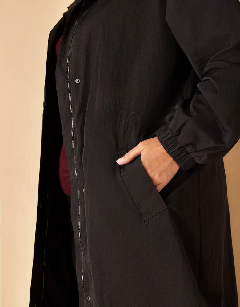 Black Longline Raincoat