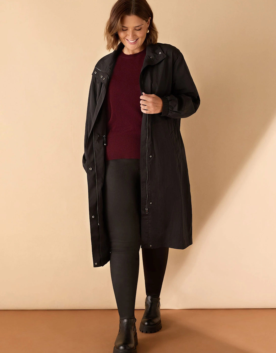 Black Longline Raincoat