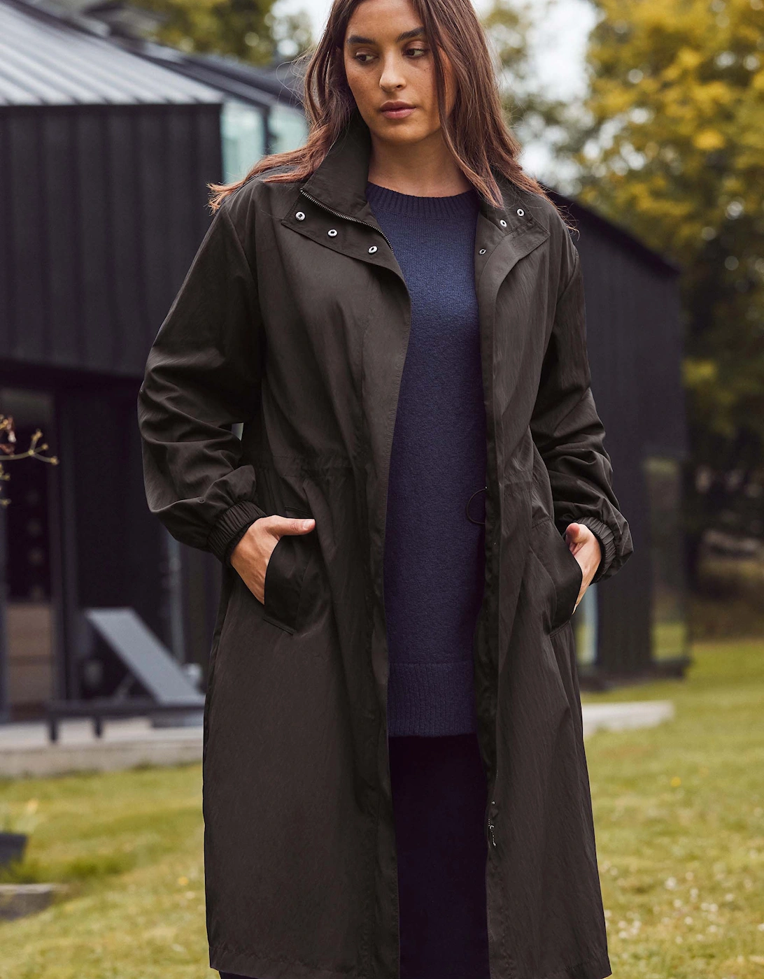Black Longline Raincoat