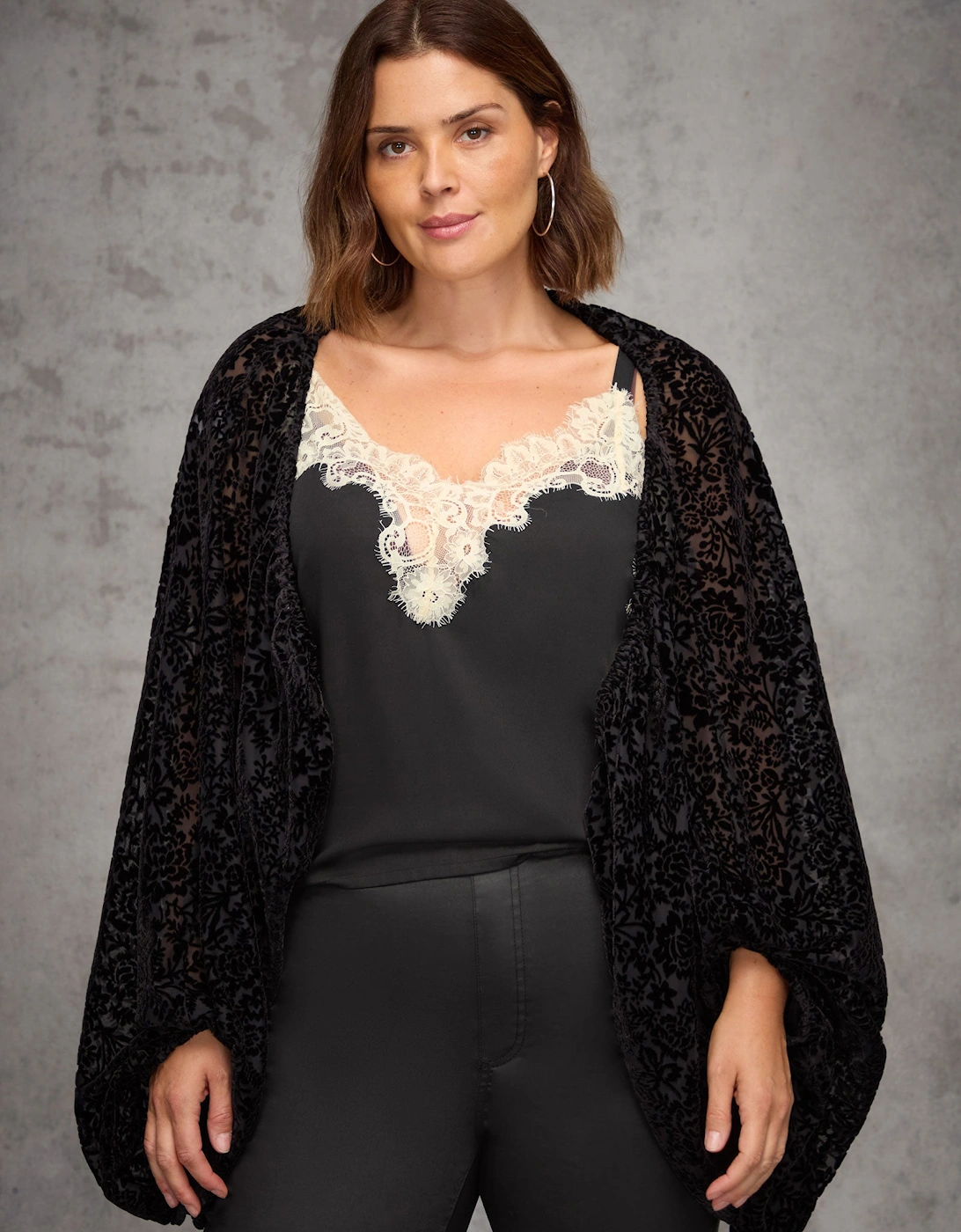 Black Burnout Velvet Kimono Jacket, 4 of 3