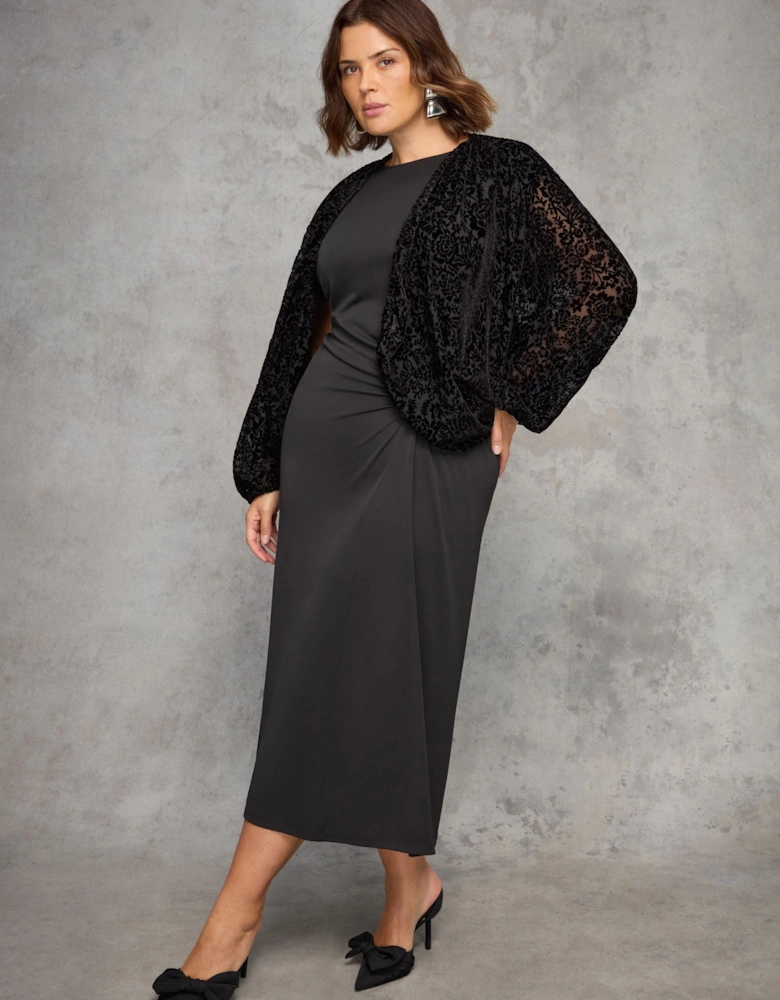 Black Burnout Velvet Kimono Jacket