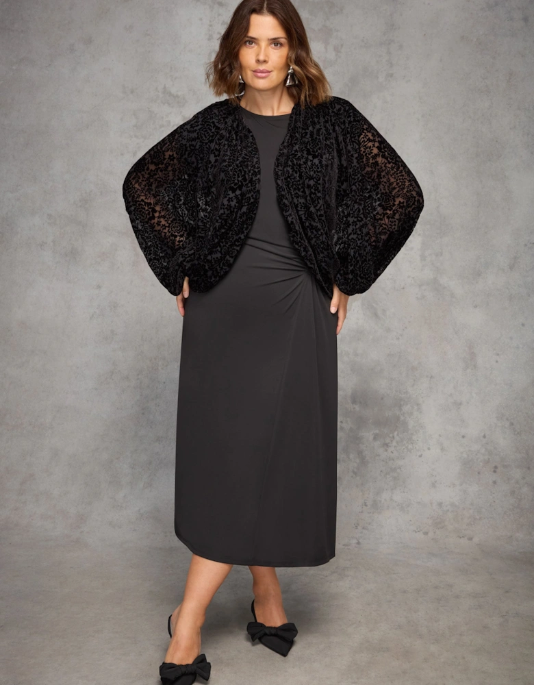 Black Burnout Velvet Kimono Jacket
