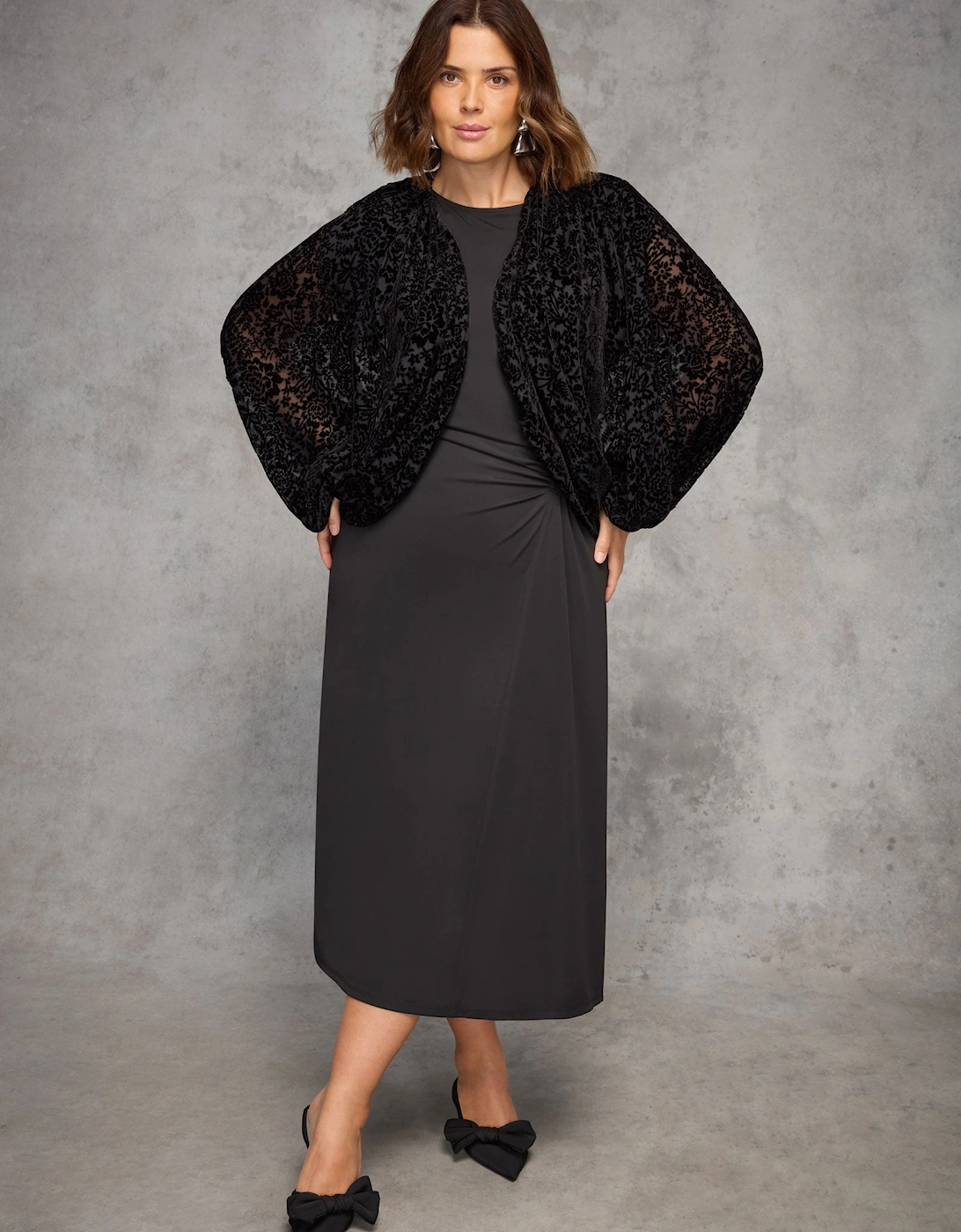 Black Burnout Velvet Kimono Jacket