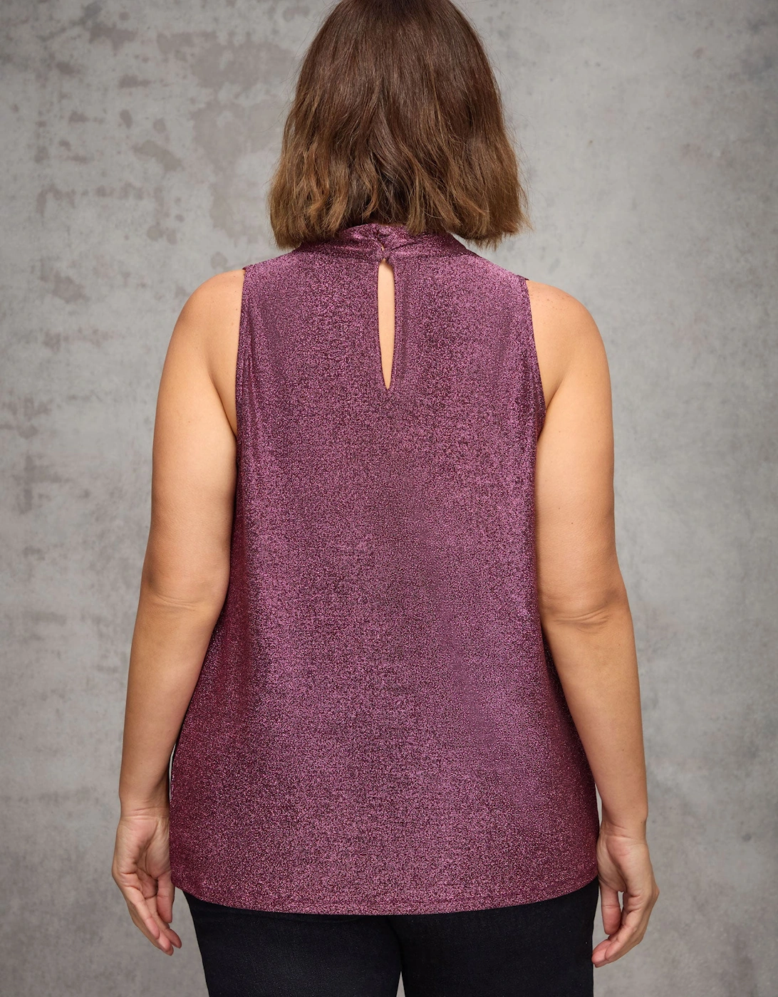 Pink Sparkle Jersey Cowl Neck Top