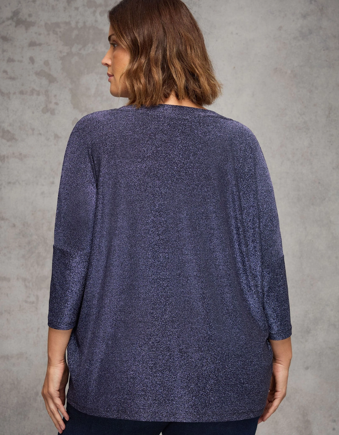 Purple Sparkle Jersey  V Neck Top