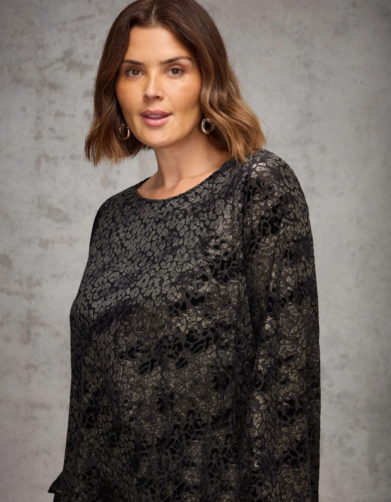 Gold Animal Velvet Burnout Jersey Tunic