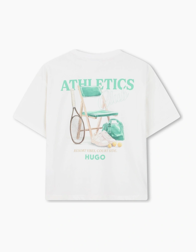 Boys White Mint Green Printed Top