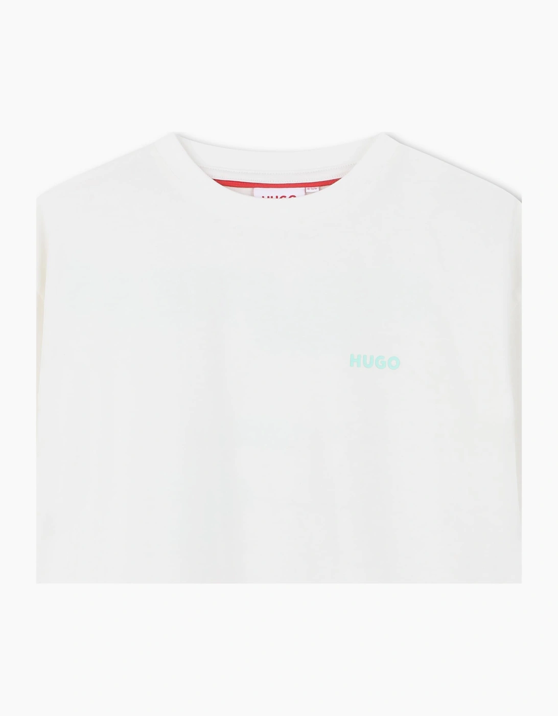 Boys White Mint Green Printed Top