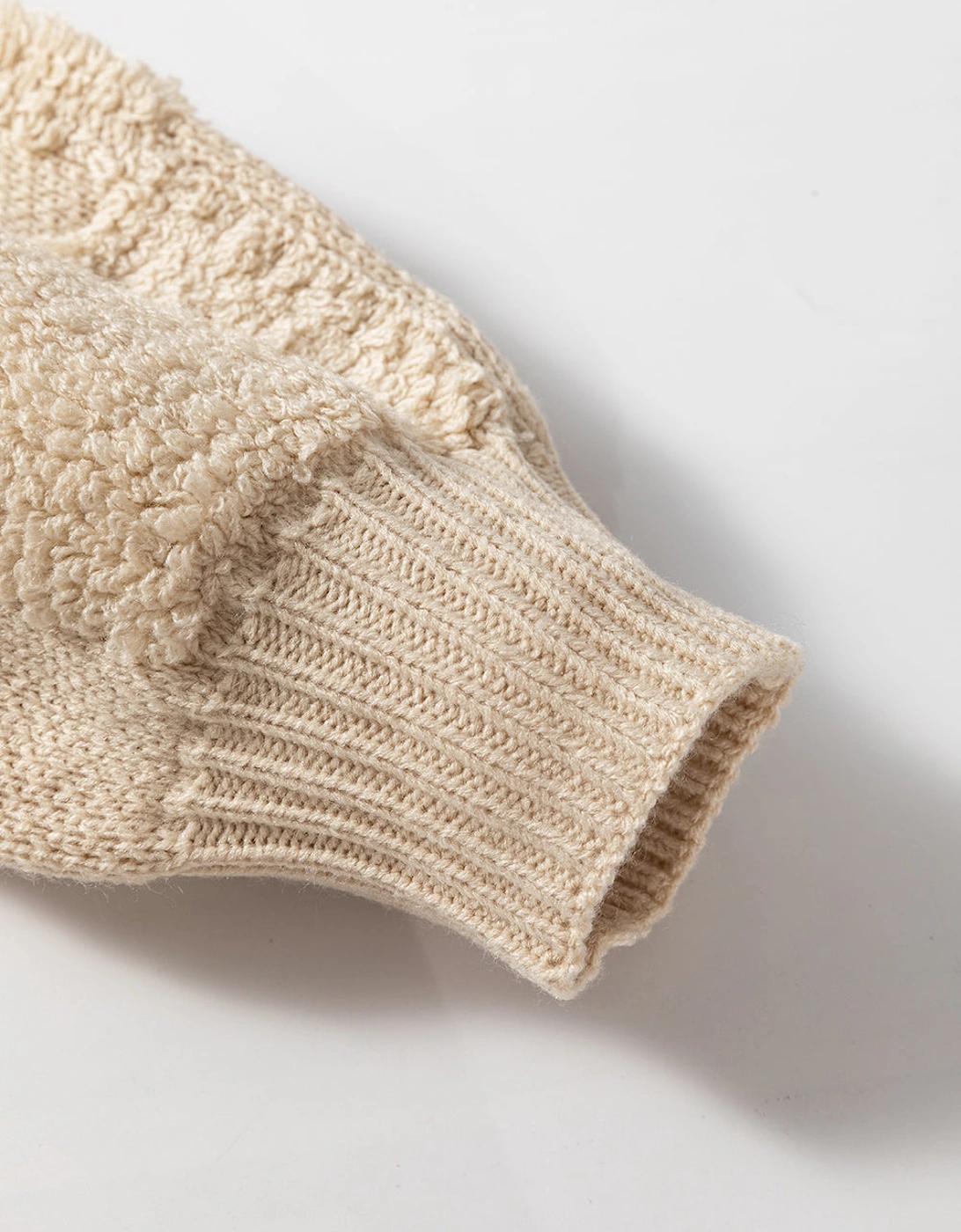 Parchment Checkered Sherpa Crew Neck Loose Sweater