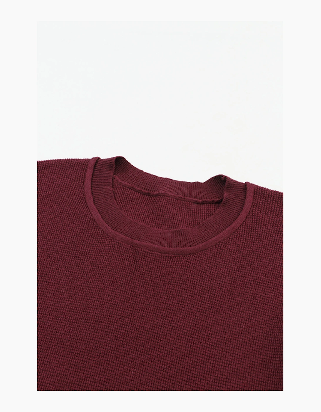 Red Striped Sleeve Plain Knit Sweater