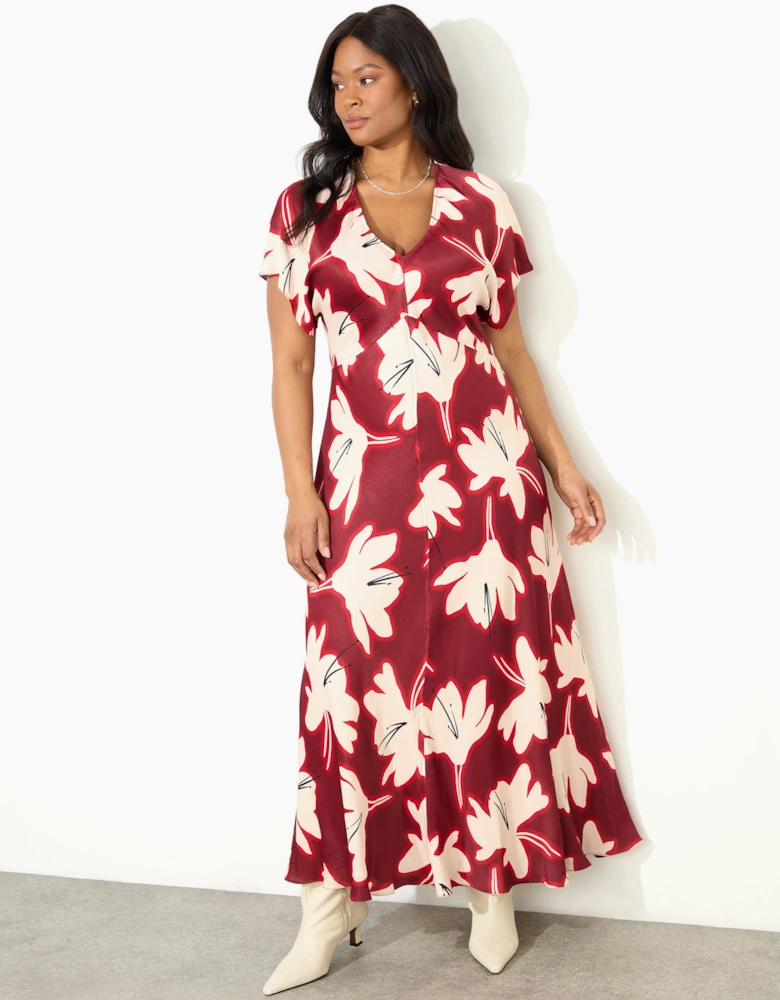 Petite Red Floral V Neck Maxi Dress