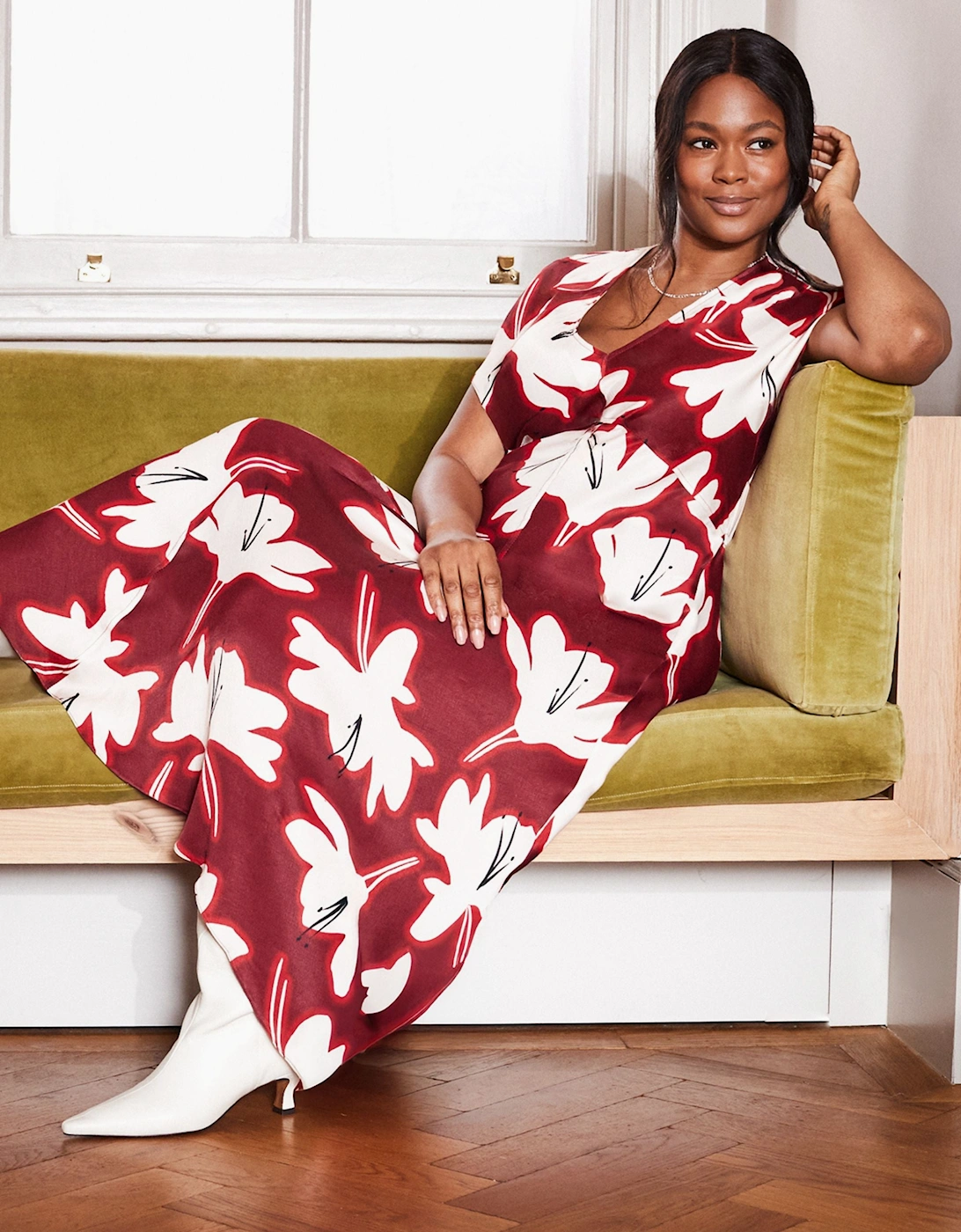 Live Unlimited London Live Unlimited London Women's Petite Red Floral V Neck Maxi Dress