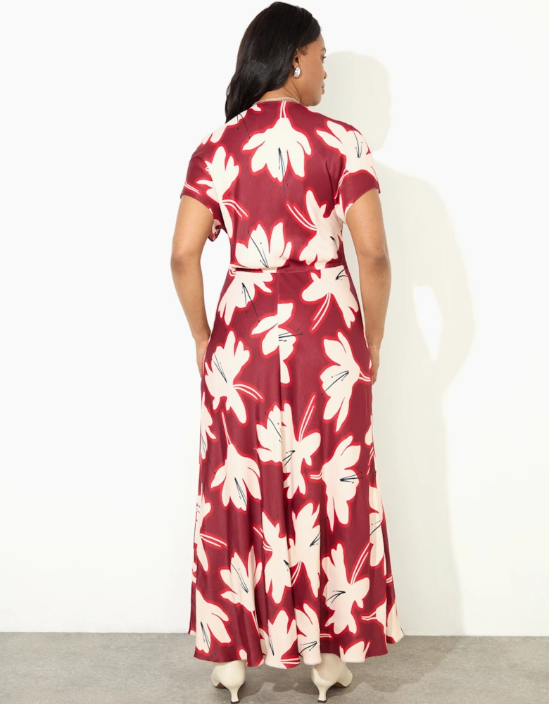 Petite Red Floral V Neck Maxi Dress