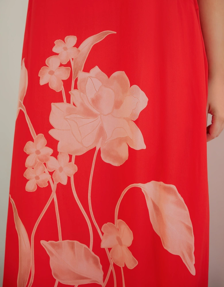 Petite Red Floral Print Sleeveless Maxi Dress