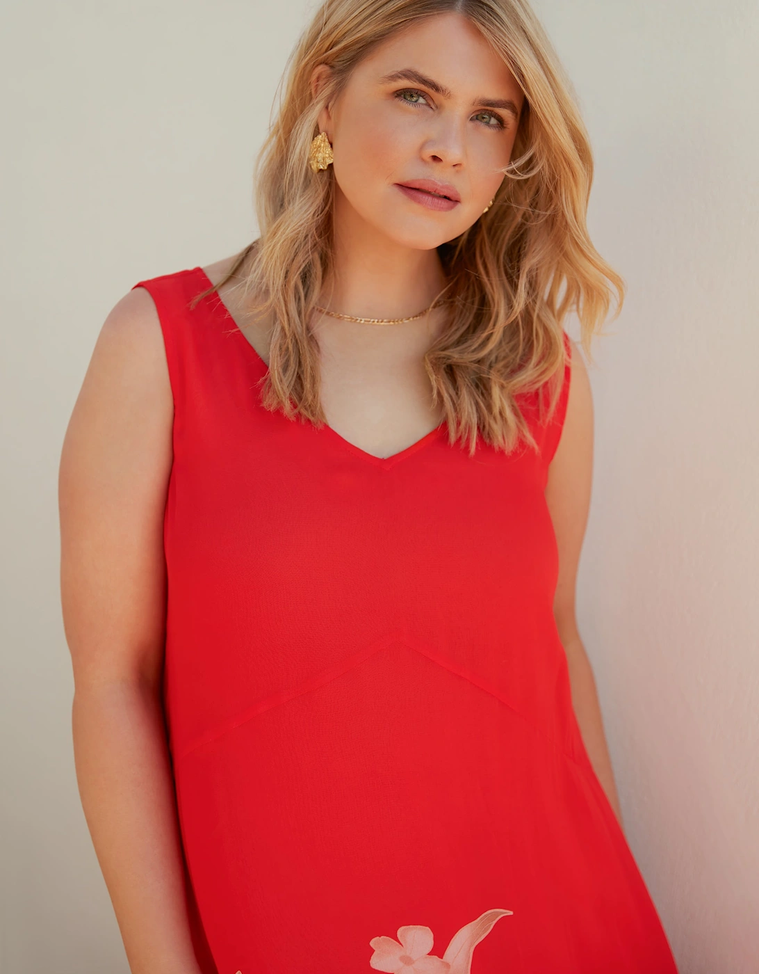 Petite Red Floral Print Sleeveless Maxi Dress