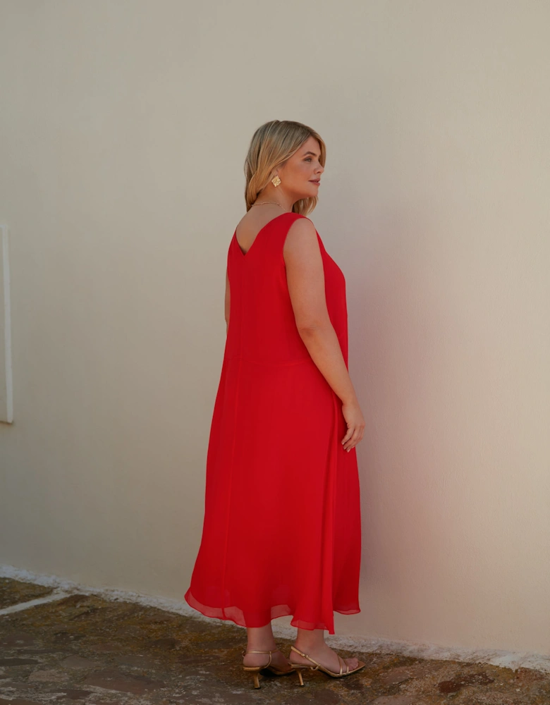 Petite Red Floral Print Sleeveless Maxi Dress