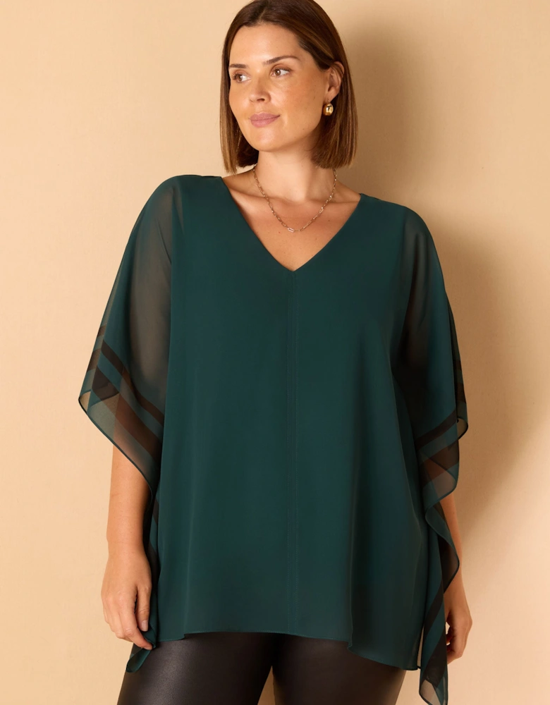 Green Contrast Side Stripe Overlay Top