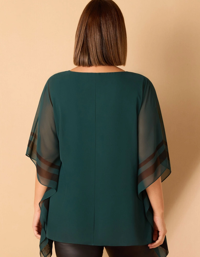 Green Contrast Side Stripe Overlay Top
