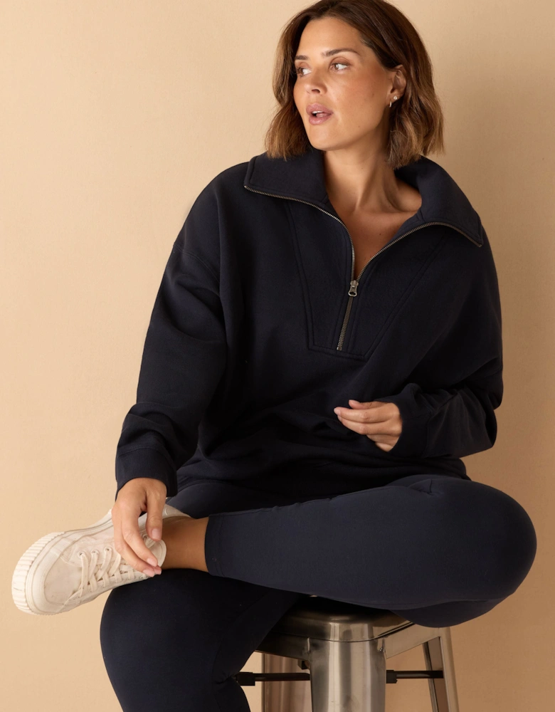 Navy Half Zip Sweatshirt