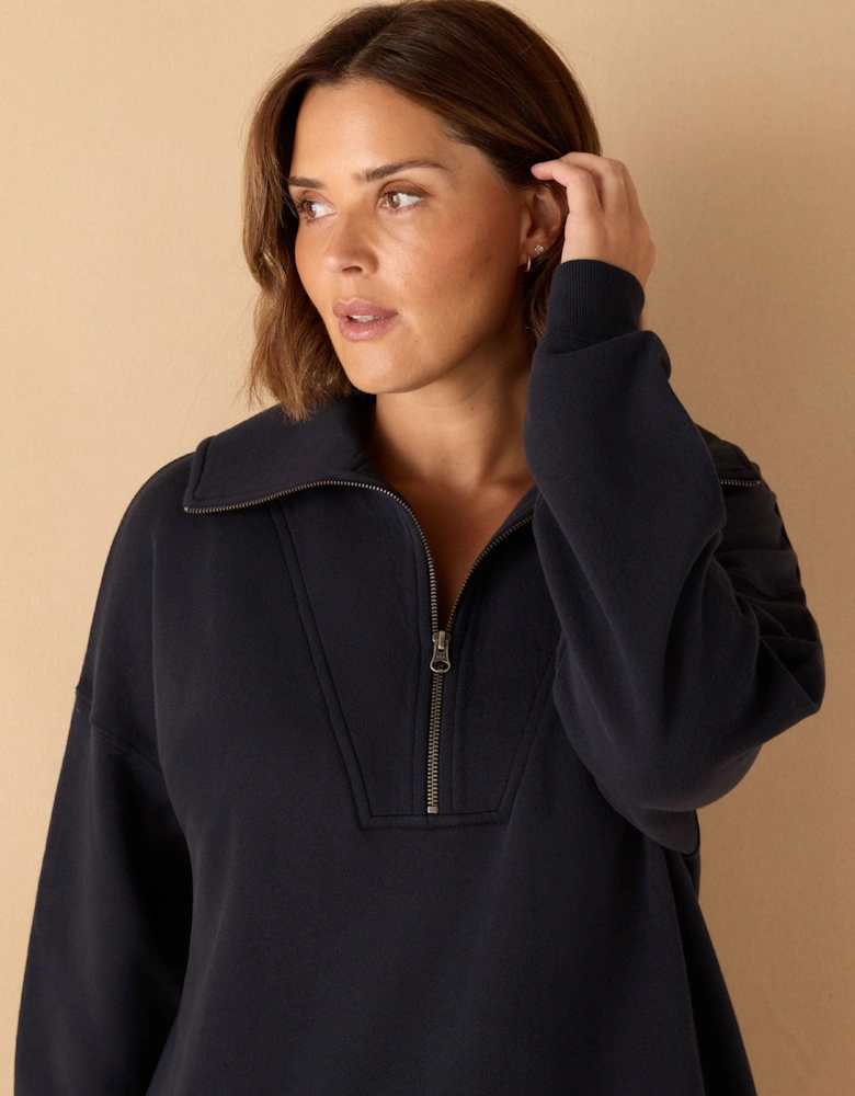 Navy Half Zip Sweatshirt