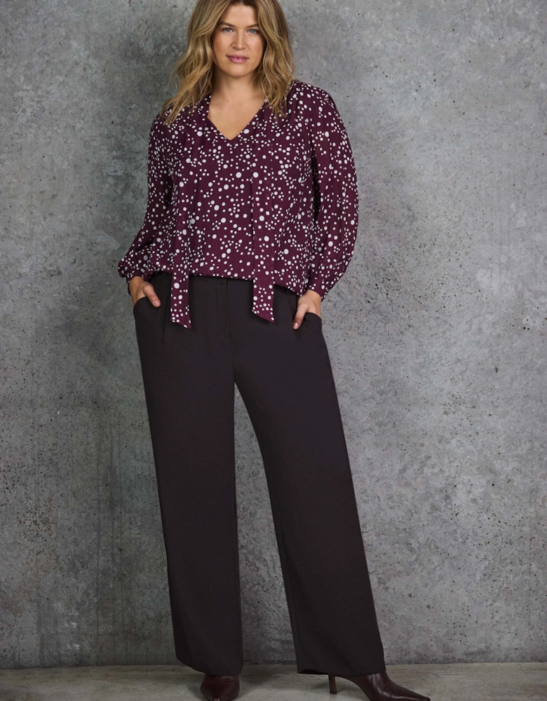 Petite Chocolate Button Detail Wide Leg Trouser