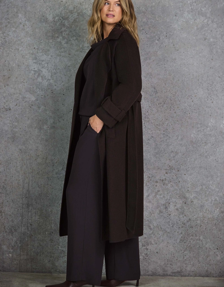 Petite Chocolate Button Detail Wide Leg Trouser