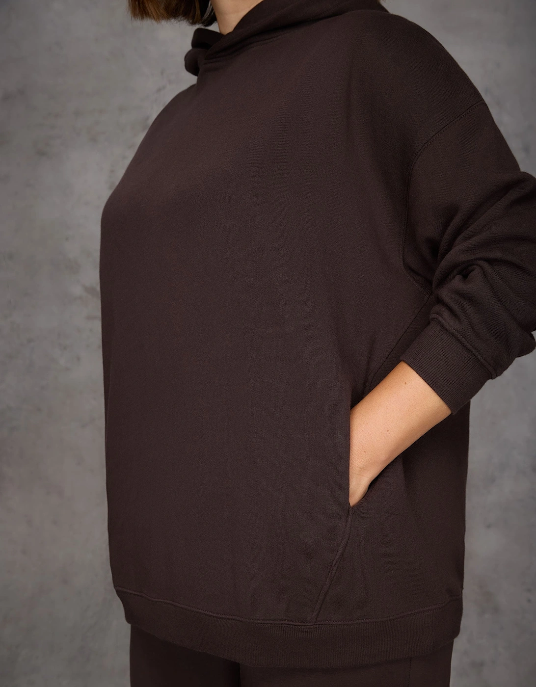 Chocolate Brown Relaxed Hooded Sweatshirt