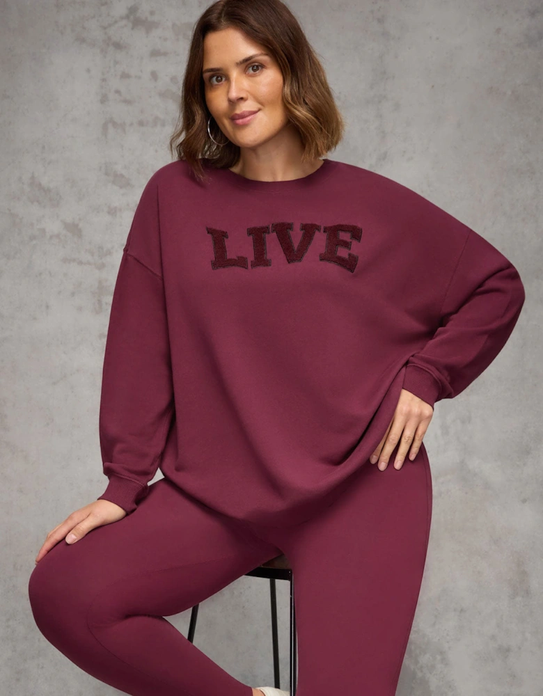 Burgundy Oversized Live Sweatshirt