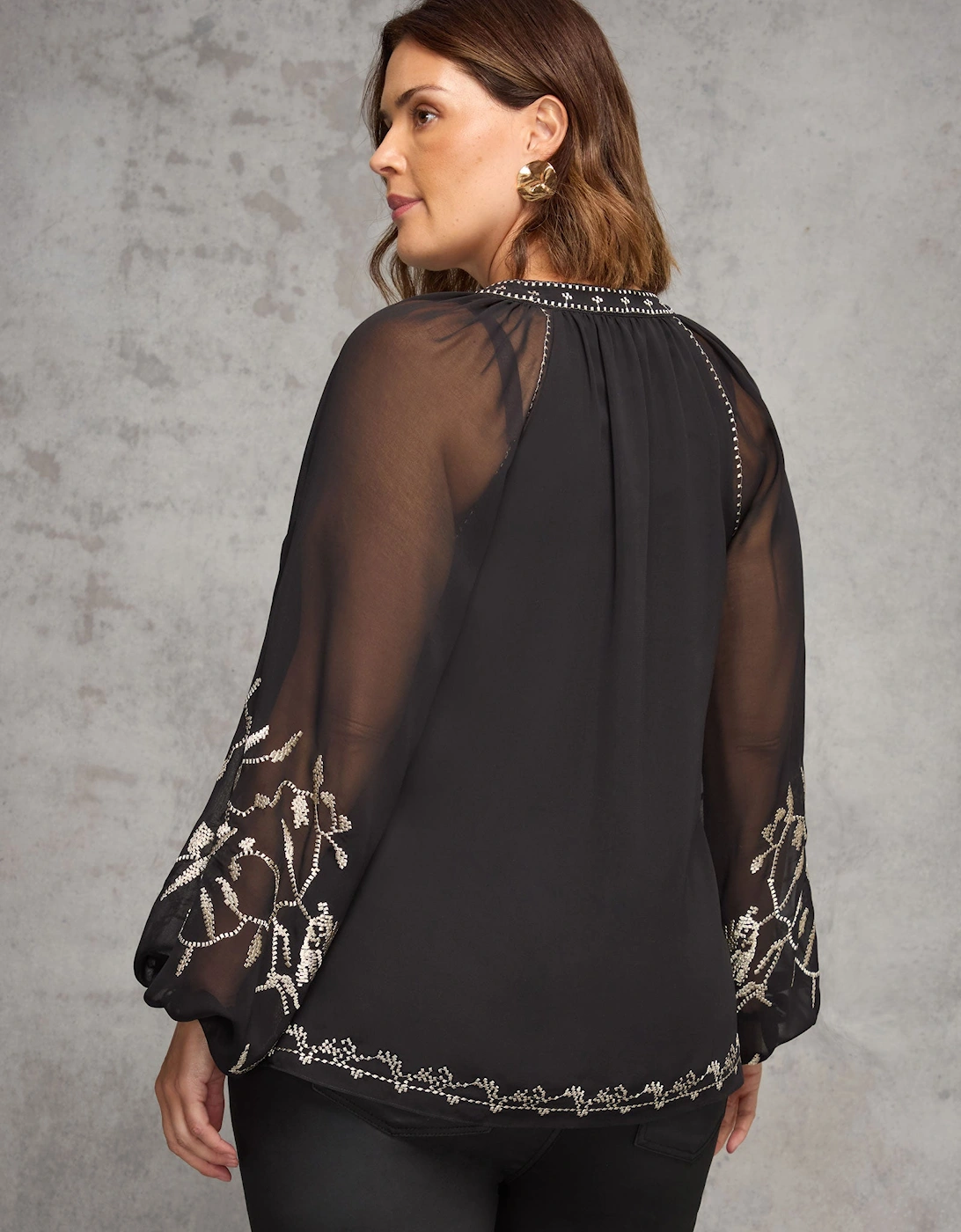 Black Blouse With Gold Embellishment
