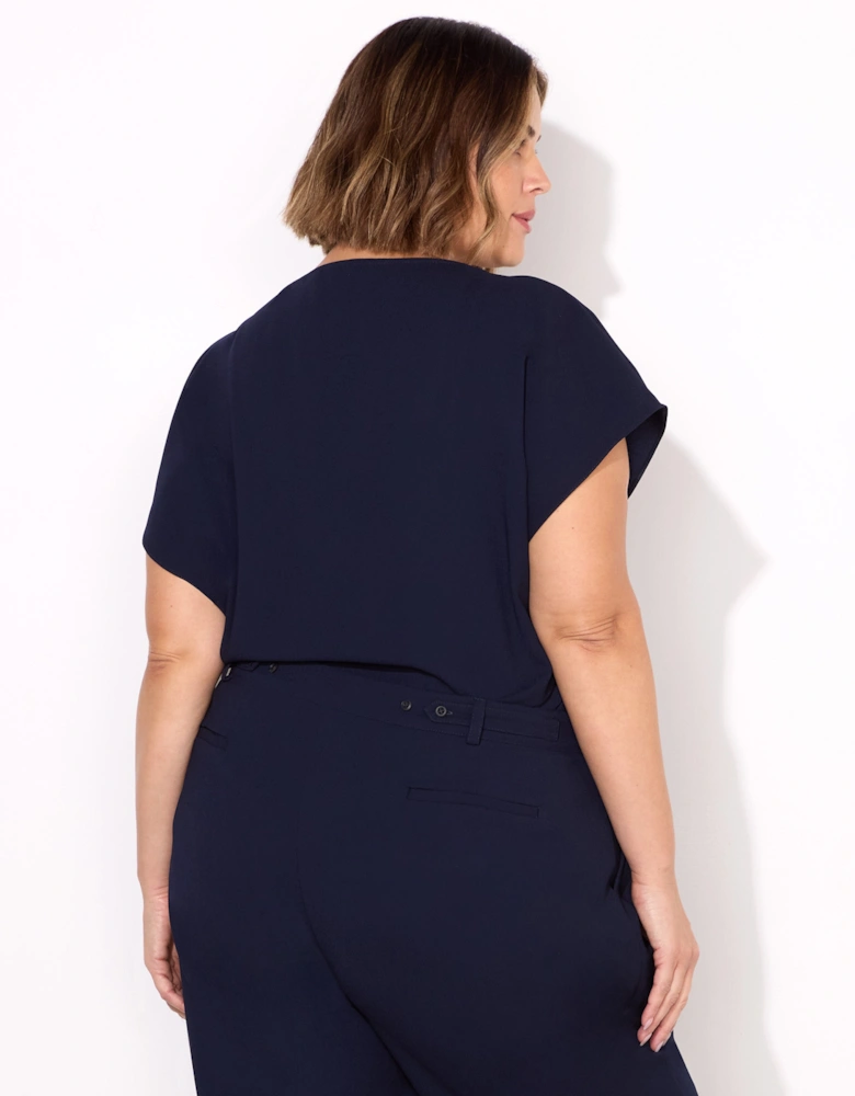 Navy Cowl Neck Top