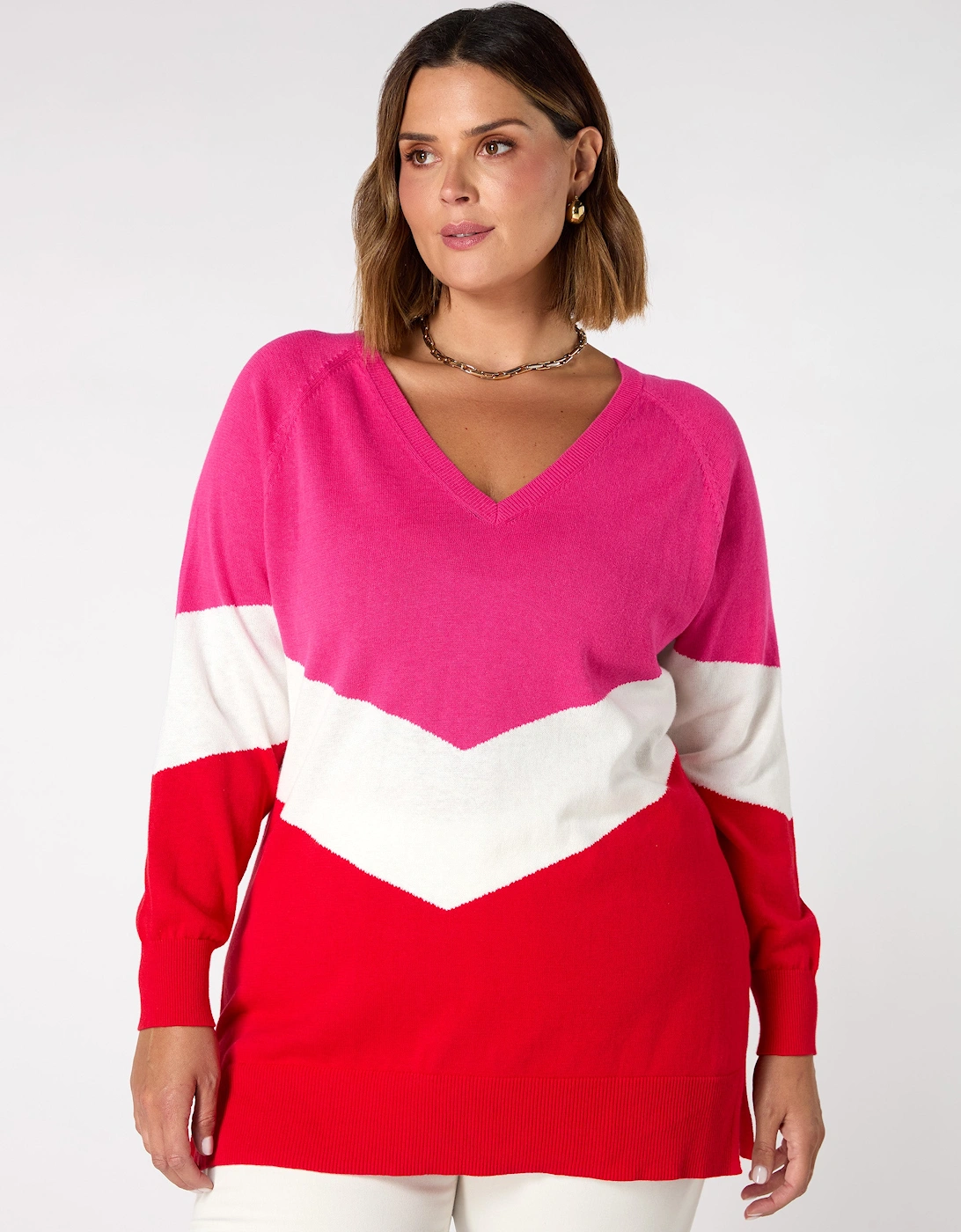 Multi Knitted V-Neck Relaxed Jumper