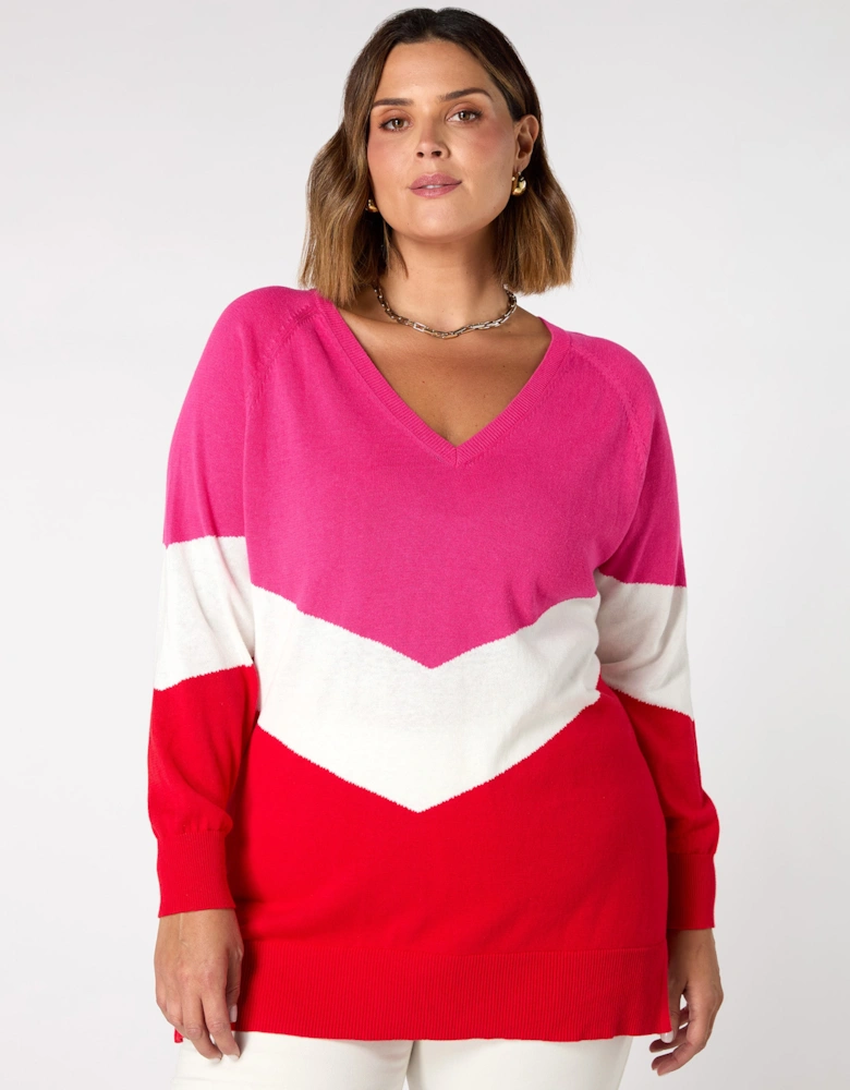 Multi Knitted V-Neck Relaxed Jumper