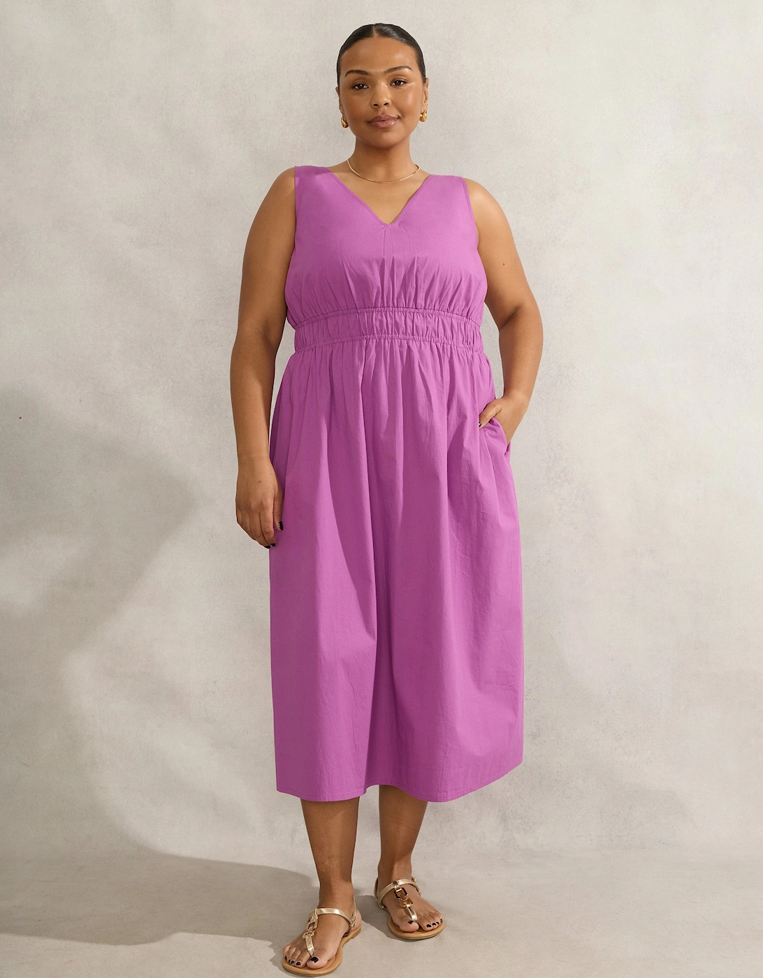 V Neck Elasticated Waist Dress