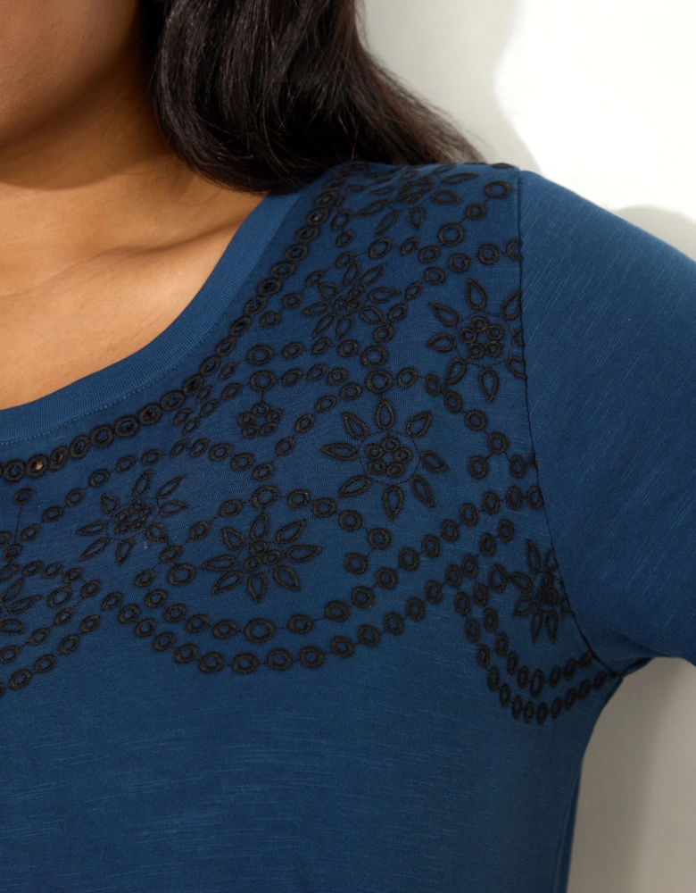 Navy Jersey Embroidered T - Shirt