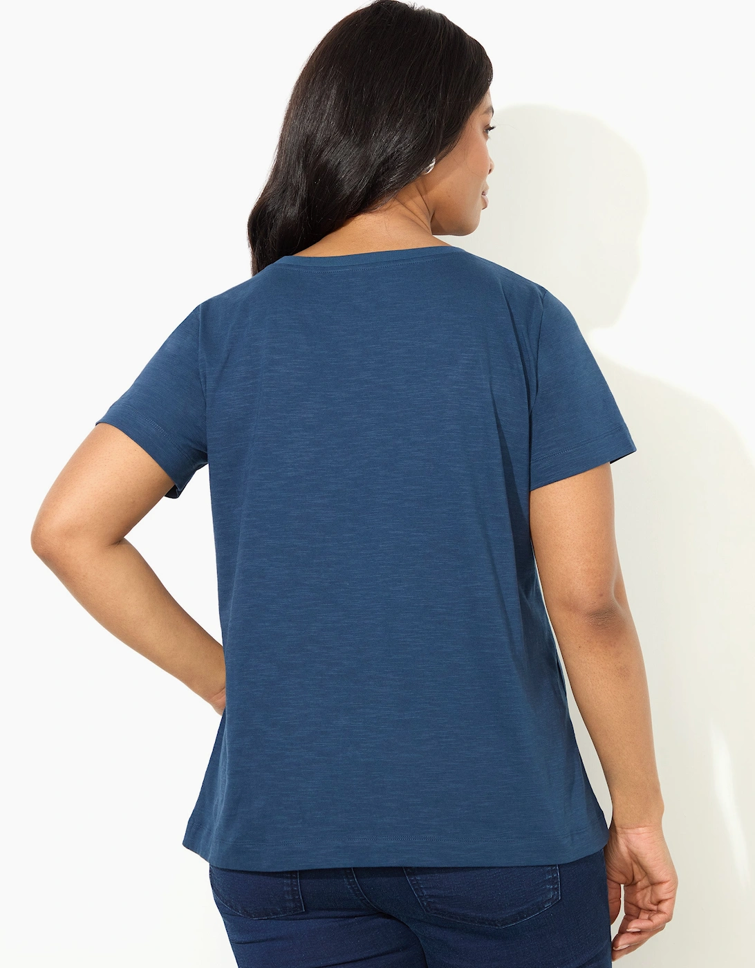 Navy Jersey Embroidered T - Shirt