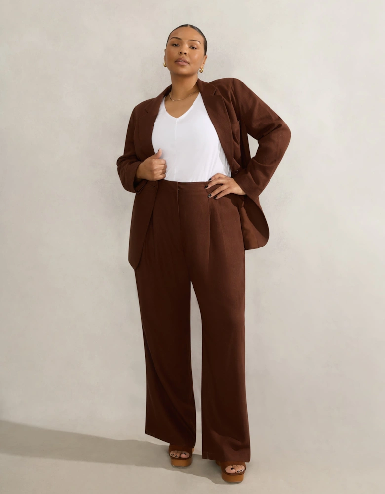Chocolate Linen Blend Tailored Trouser