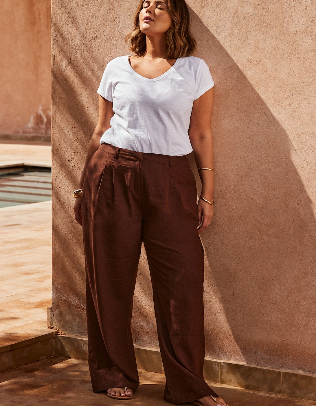 Chocolate Linen Blend Tailored Trouser, 7 of 6