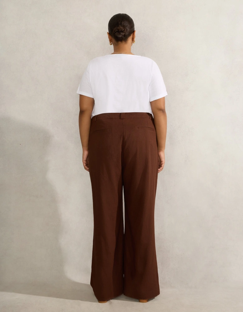Chocolate Linen Blend Tailored Trouser