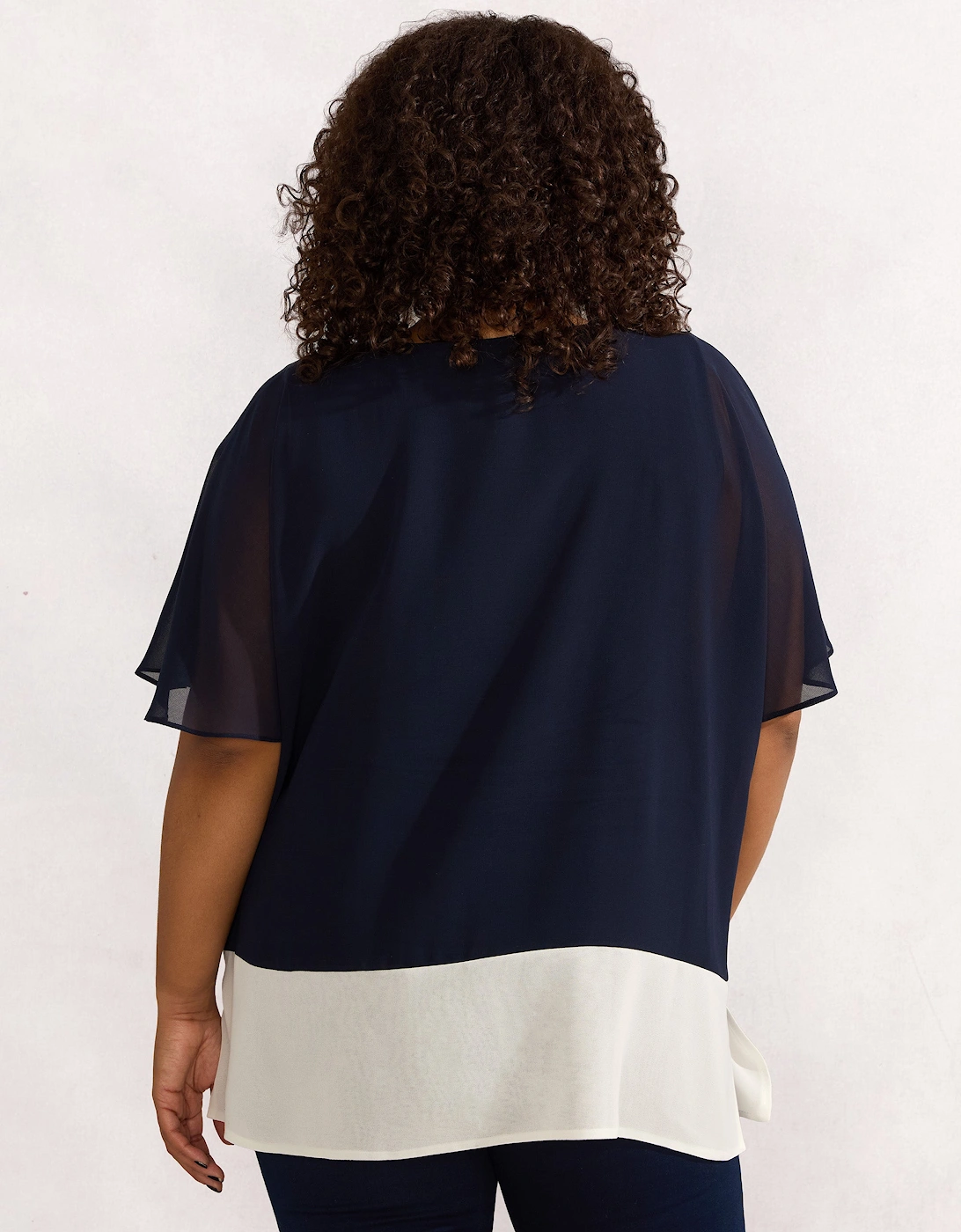 Navy Colour Block Overlay T-shirt