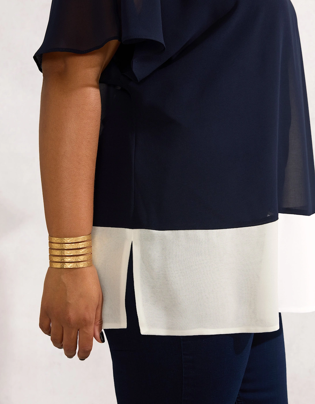 Navy Colour Block Overlay T-shirt